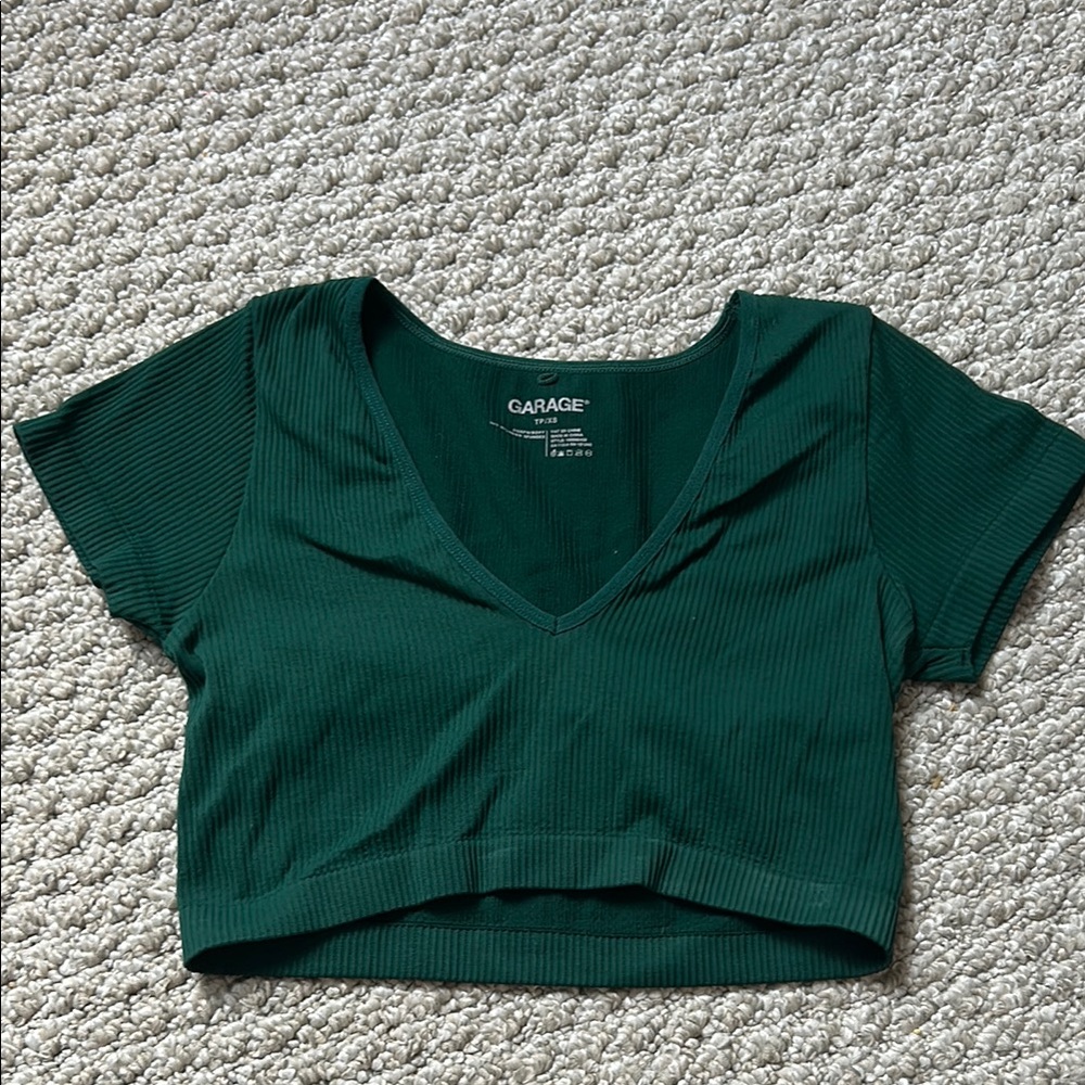 Garage Emerald Green Ribbed Crop Top